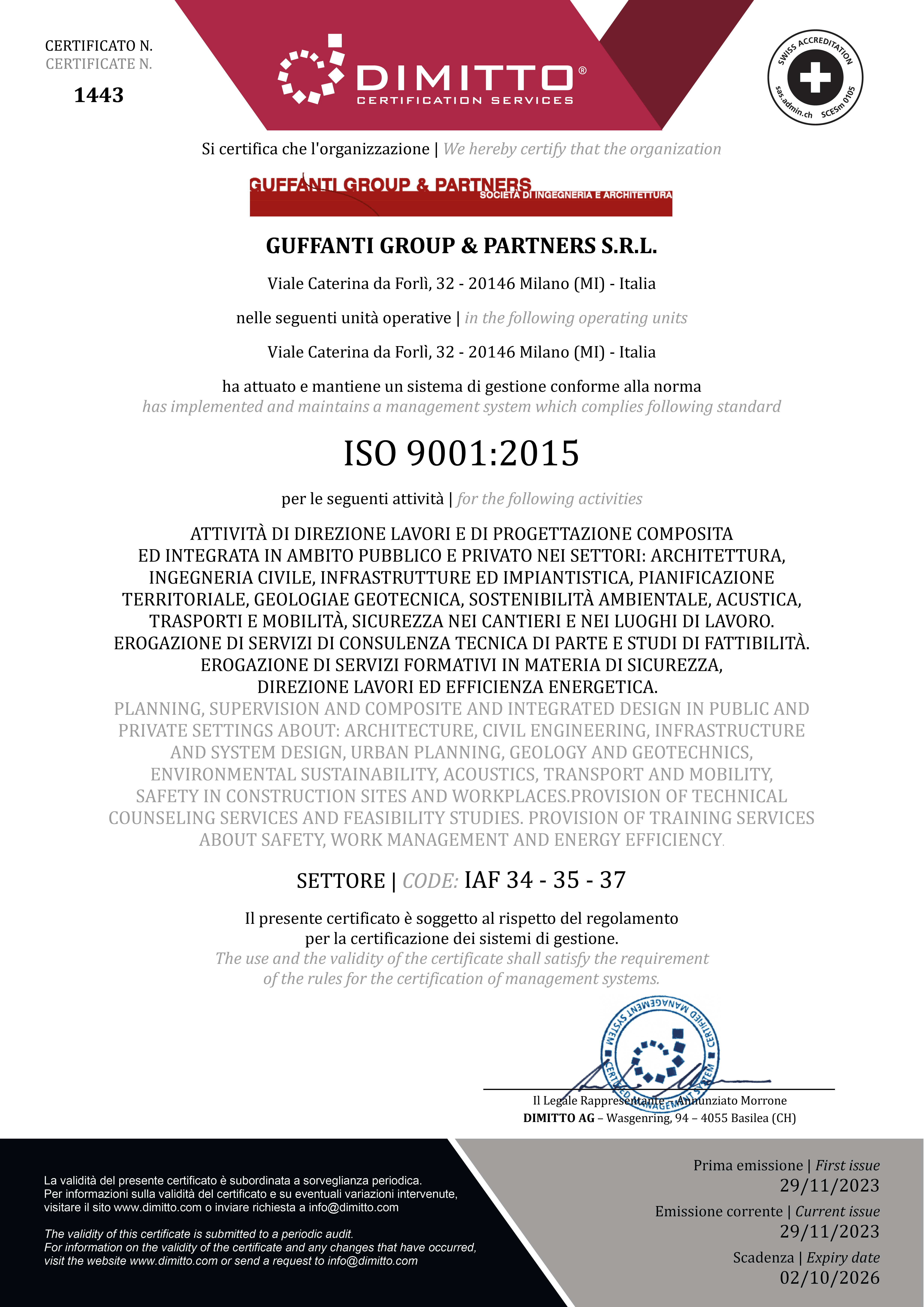 certificato qualità